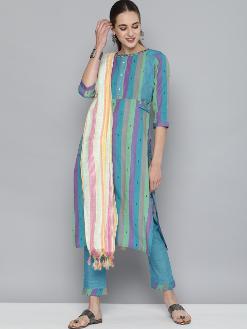 

Kvsfab Women Multicoloured Handloom Cotton Unstitched Dress Material, Multi
