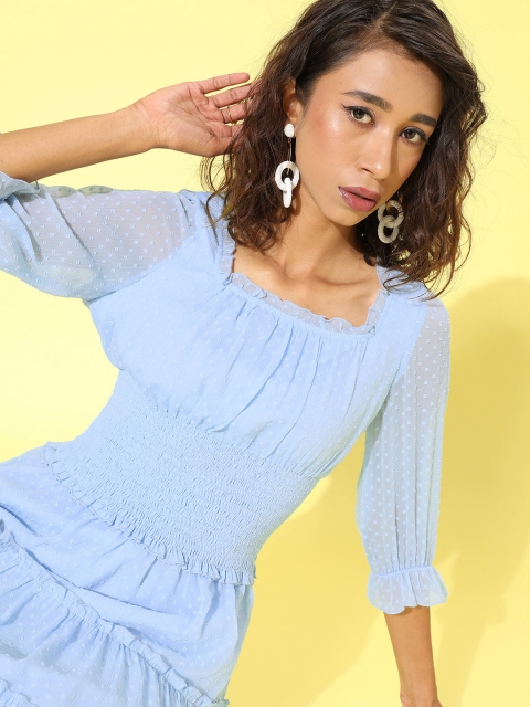 

Antheaa Blue Chiffon Dress