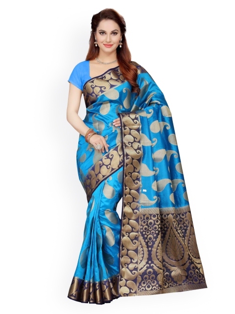 

Ishin Blue Poly Silk Traditional Saree, Green