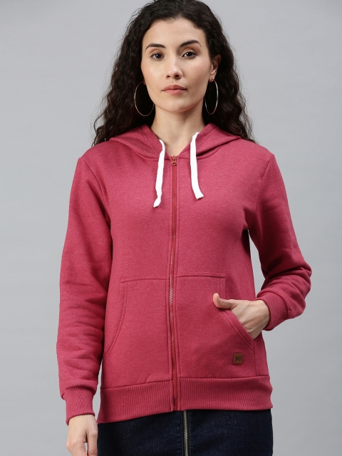 

Campus Sutra Women Maroon Hooded Sweatshirt