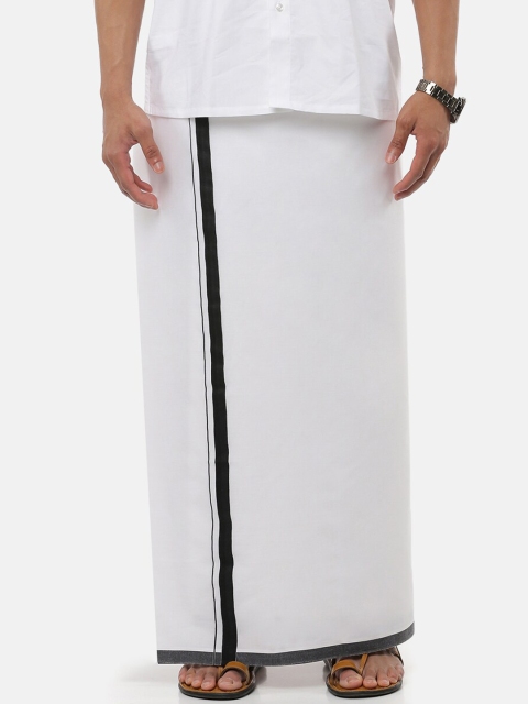 

Ramraj Men White Solid Pure Cotton Dhoti With Black Border