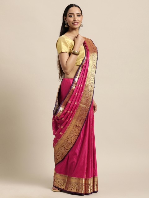 

Thara Saree Pink & Blue Woven Design Zari Art Silk Kanjeevaram Sarees