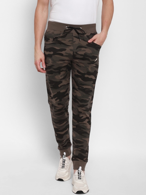 

SAPPER Men Olive Green & Brown Camouflage Printed Cotton Slim-Fit Joggers