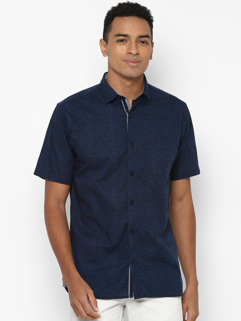 

Allen Solly Men Navy Blue Slim Fit Printed Casual Shirt