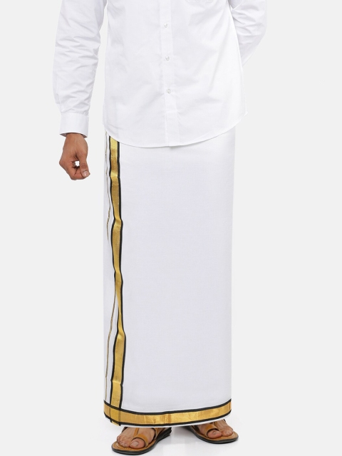 

RAMRAJ COTTON Men White Solid Pure Cotton Dhoti