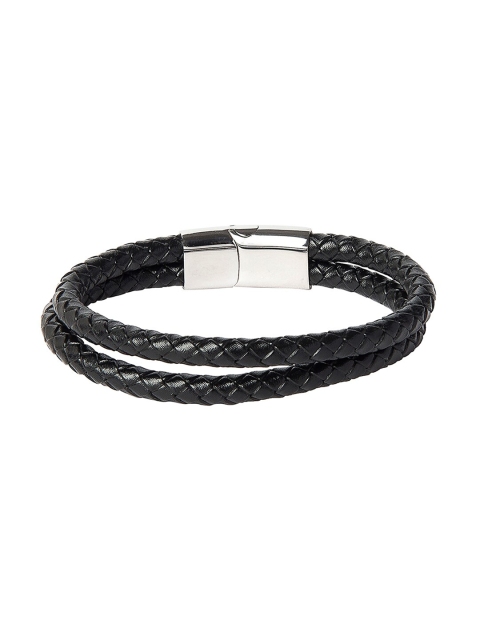 

bodha Men Black Leather Multistrand Bracelet