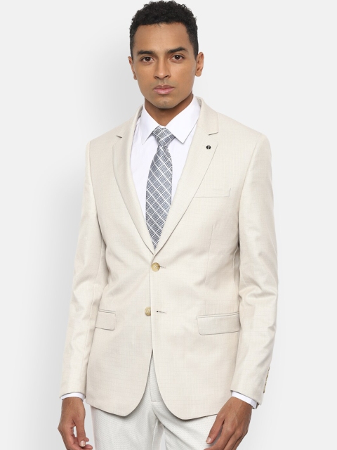 

Van Heusen Men Beige Self Design Single-Breasted Slim-Fit Formal Blazer