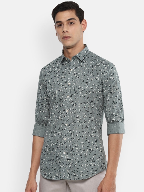 

V Dot Men Grey Slim Fit Printed Casual Shirt