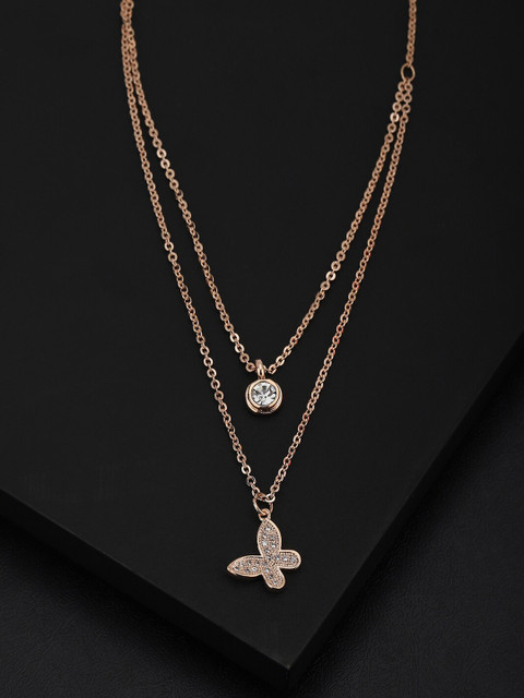 

Carlton London Rose Gold & White Rose Gold-Plated Layered Necklace