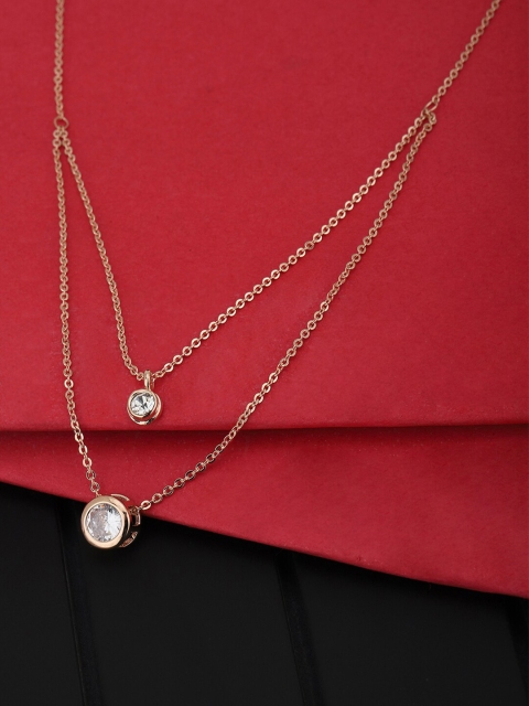 

Carlton London Rose Gold & White Brass Rose Gold-Plated Layered Necklace