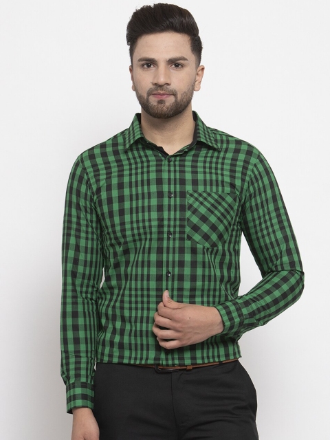 

Purple State Men Green Slim Fit Checked Casual Shirt