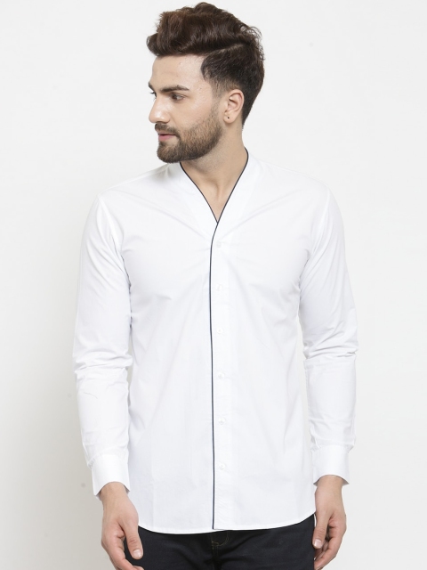 

Purple State Men Solid White Slim Fit Casual Shirt