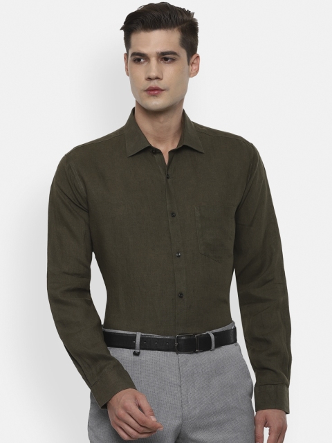 

Van Heusen Men Olive Green Solid Regular Fit Formal Shirt
