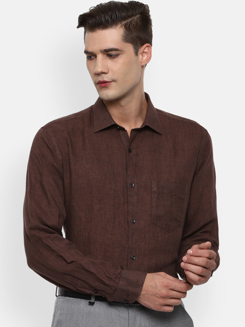 

Van Heusen Men Brown Linen Formal Shirt