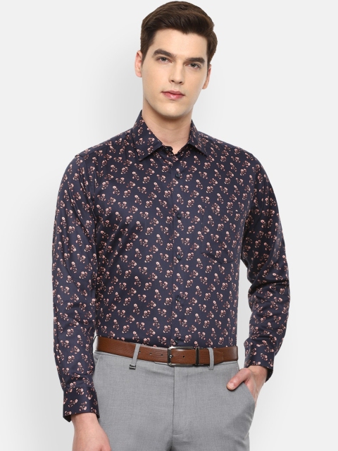 

Van Heusen Men Navy Blue & Red Micro Ditsy Printed Cotton Formal Shirt