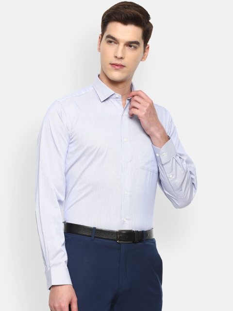 

Van Heusen Men Blue Textured Formal Shirt
