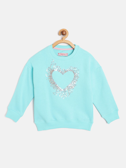 

White Snow Girls Blue & Silver Heart Sequinned Sweatshirt
