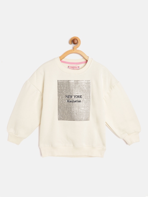 

White Snow Girls Cream-Coloured Sequined Sweatshirt