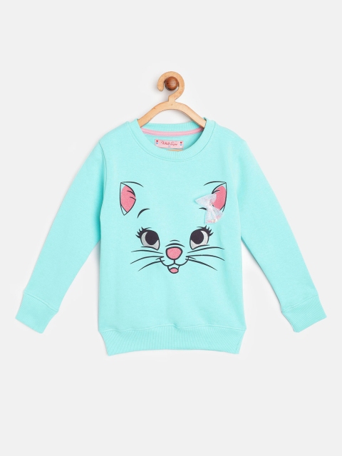 

White Snow Girls Blue Printed Sweatshirt