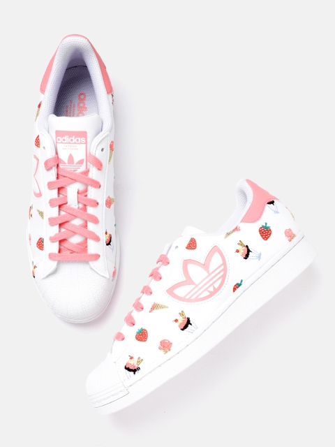 

ADIDAS Originals Women White & Pink Embroidered Superstar Sneakers