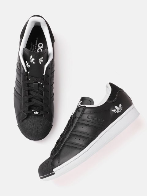 

ADIDAS Originals Men Black Superstar Solid Leather Sustainable Sneakers