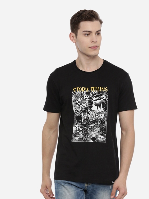 

MASH UNLIMITED Men Black Graphic Printed Slim Fit T-shirt