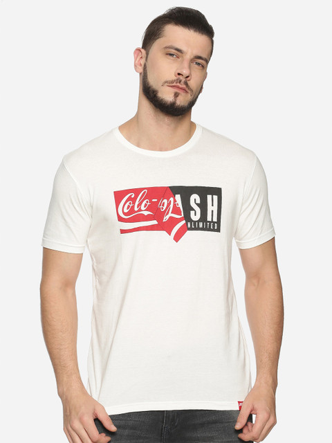 

MASH UNLIMITED Men White Typography Printed Slim Fit T-shirt