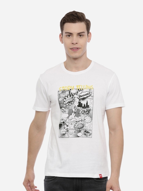 

MASH UNLIMITED Men White Printed Slim Fit T-shirt