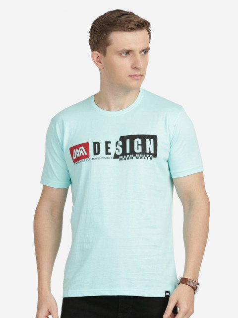 

MASH UNLIMITED Men Blue Typography Printed Slim Fit T-shirt