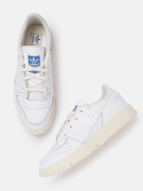 

ADIDAS Originals Men White Leather Perforated Supercourt 2 Flatform Sneakers