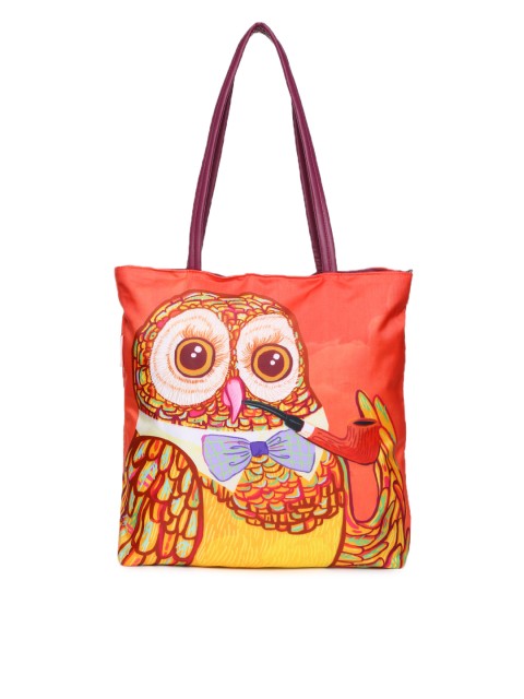 

Chumbak Red Printed Tote Bag