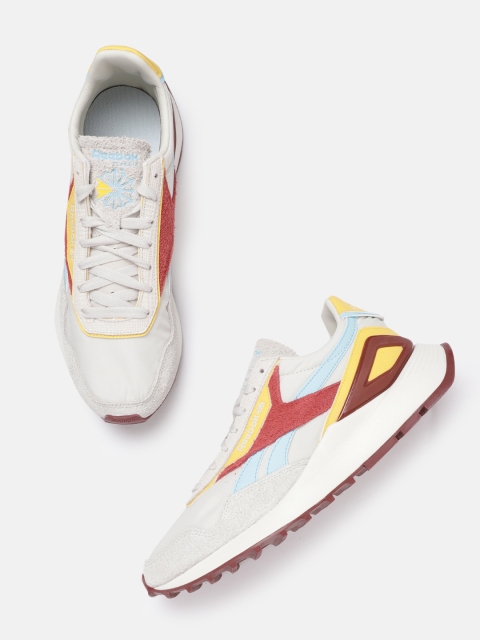 

Reebok Classic Unisex Off-White & Yellow Textured CL Legacy AZ Sneakers