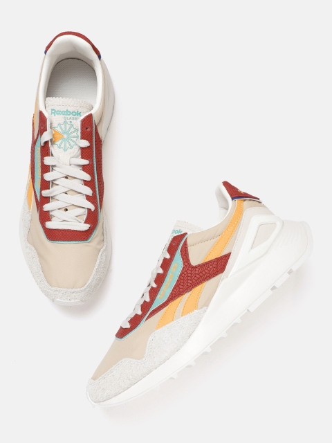 

Reebok Classic Unisex Beige & Maroon Textured CL Legacy AZ Sneakers