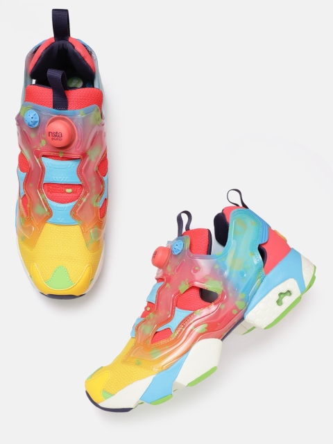 

Reebok Classic Unisex Yellow & Red Woven Design Jelly Belly Instapump Fury OG Sneakers