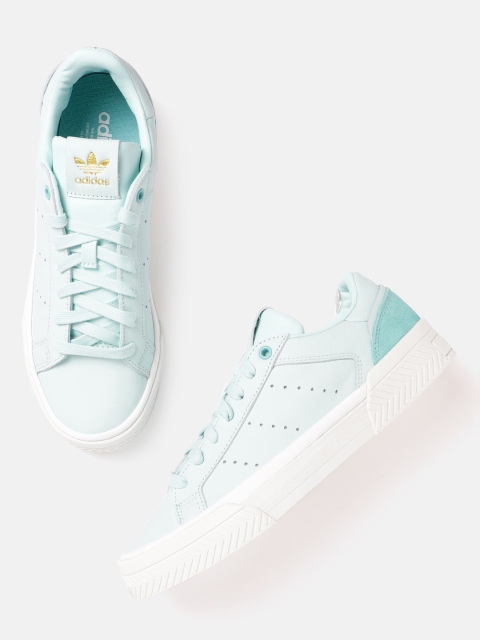 

ADIDAS Originals Women Mint Green Court Tourino Solid Leather Sneakers
