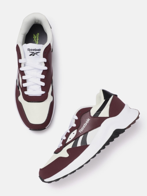 

Reebok Classic Unisex Burgundy & White Colourblocked Heritance Sneakers