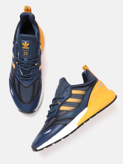 

ADIDAS Originals Men Teal Blue Woven Design ZX 2K Boost 2.0 Sustainable Sneakers