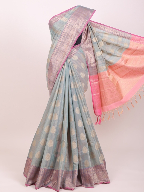

Pothys Grey & Purple Ethnic Motifs Zari Saree