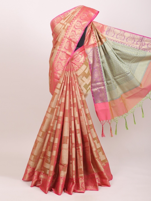 

Pothys Pink & Gold-Toned Woven Design Saree