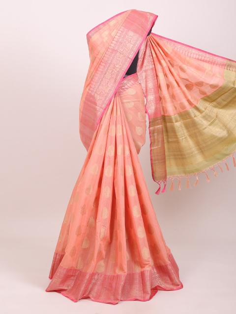 

Pothys Peach-Coloured & Golden Ethnic Motifs Saree