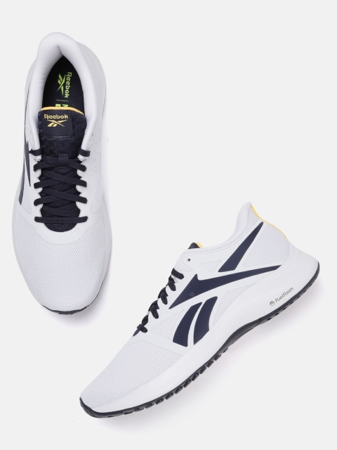 

Reebok Men White & Navy Blue Woven Design Runner 5.0 Running Shoes