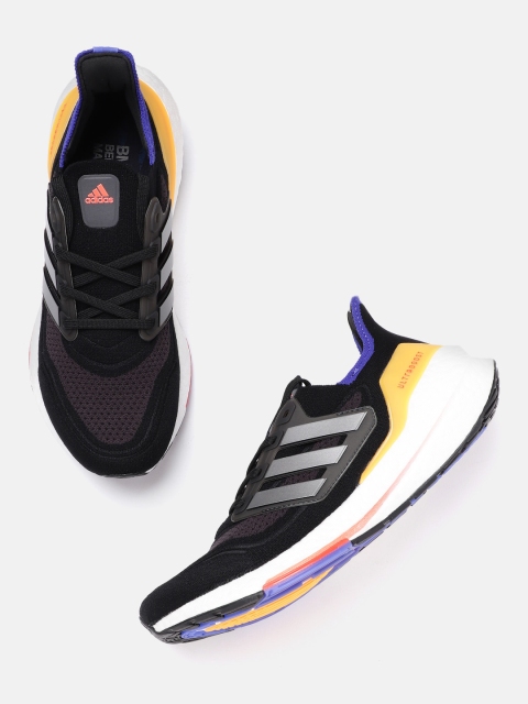 

ADIDAS Men Black & Orange Woven Design Ultraboost 21 Sustainable Running Shoes