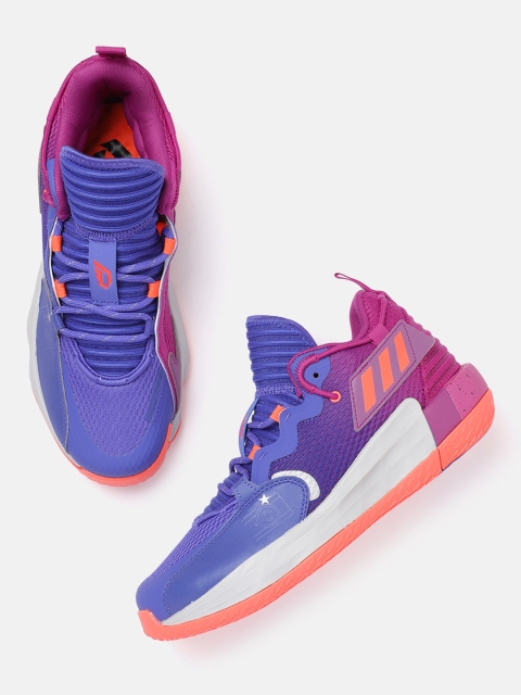 

ADIDAS Unisex Purple & Pink Woven Design Dame 7 EXTPLY GCA Sustainable Basketball Shoes