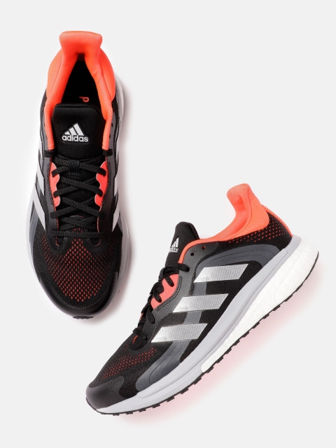 

ADIDAS Men Black & Red Woven Design Solar Glide 4 ST Sustainable Running Shoes