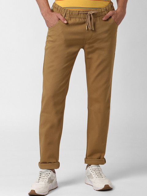 

Peter England Casuals Men Solid Khaki Slim Fit Trousers