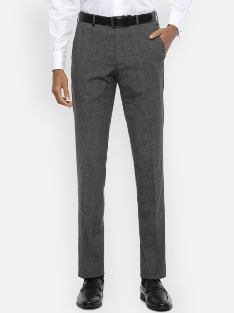 

Van Heusen Men Grey Textured Slim Fit Formal Trousers