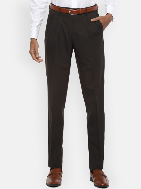 

Van Heusen Men Brown Pleated Formal Trousers