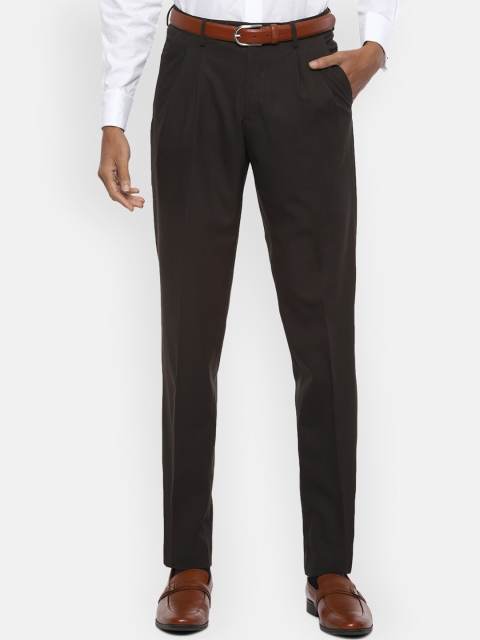 

Van Heusen Men Brown Pleated Formal Trousers