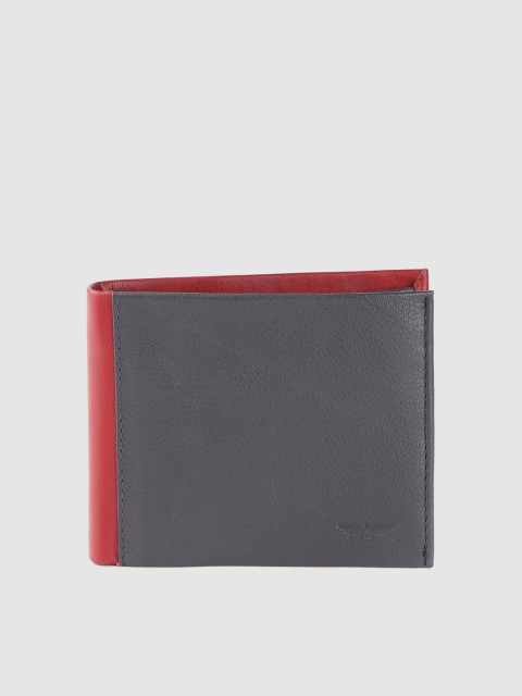 

Park Avenue Men Navy Blue & Red Colourblocked Leather Two Fold Wallet