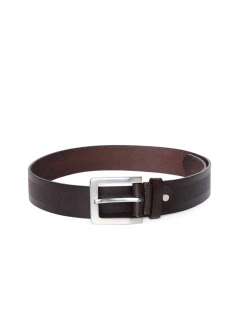 

Park Avenue Men Coffee Brown Geometric Textured Leather Belt